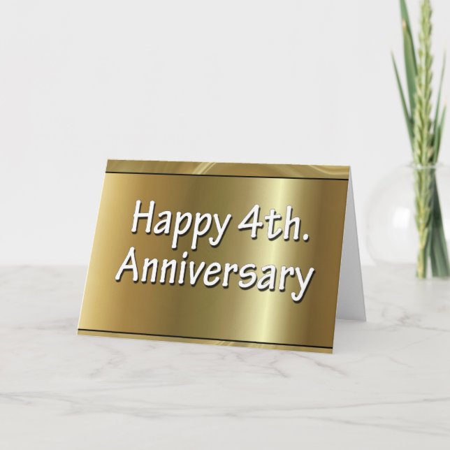 Carte 4ème heureux. Soie d'anniversaire de mariage (Devant)