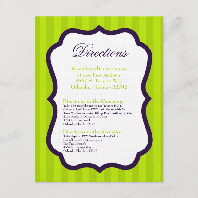 Carte 4x5 Lime vert et bracelet violet (Devant)
