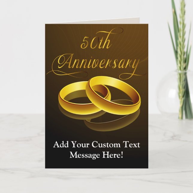 Carte 50 ans de Mariage | Texte Doré (Devant)
