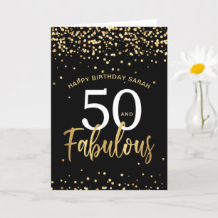 Carte 50 ans et fabuleux Anniversaire élégant or et noir