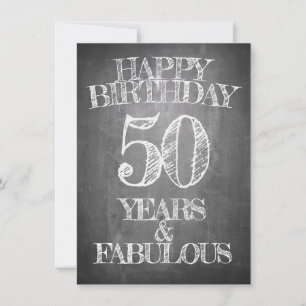 Carte 50 ans style tableau noir
