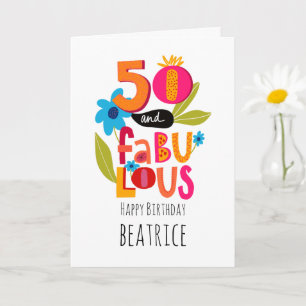 Carte 50 et fabuleux 50e anniversaire Whimsical Letterin