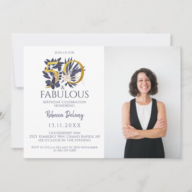 Carte 50 et fabuleux Elegant Blue Gold (Devant)
