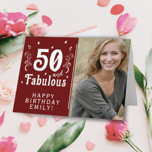 Carte 50 et fabuleux Foliage Rouge 50e anniversaire Phot