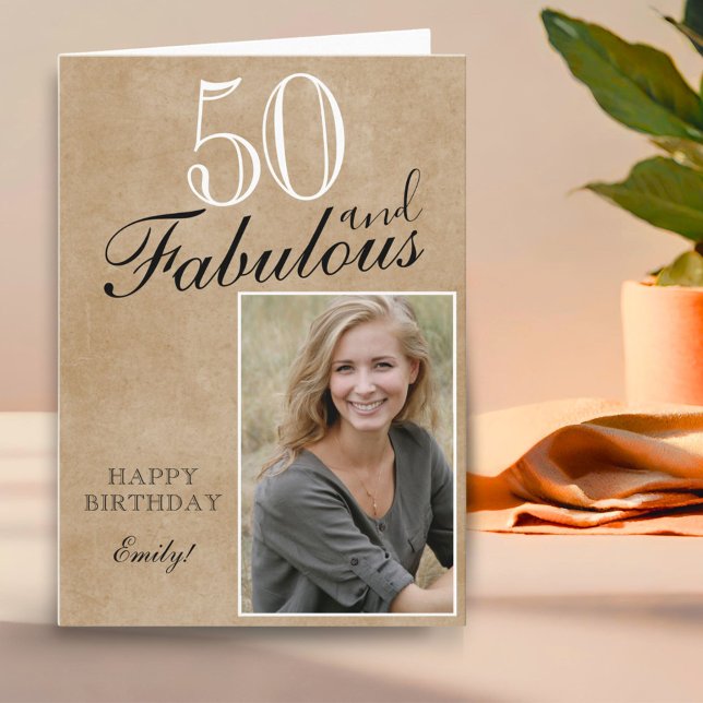 Carte 50 et fabuleux Rustic Elegant Birthday Photo (Créateur téléchargé)
