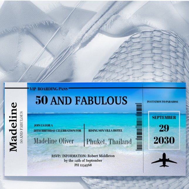 Carte 50 et Fabulous Boarding Pass Destination Anniversa (Créateur téléchargé)