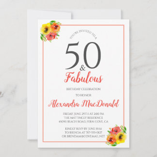 Carte 50 et Fabulous Bright Floral 50e fête d'anniversai
