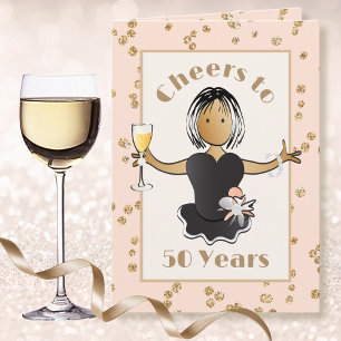 Carte 50 Ethnique Féminin Dessin Animé Champagne Toast A