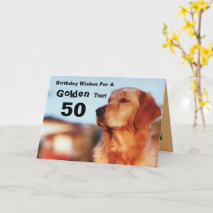 Carte 50e année d'or Anniversaire Golden Retriever