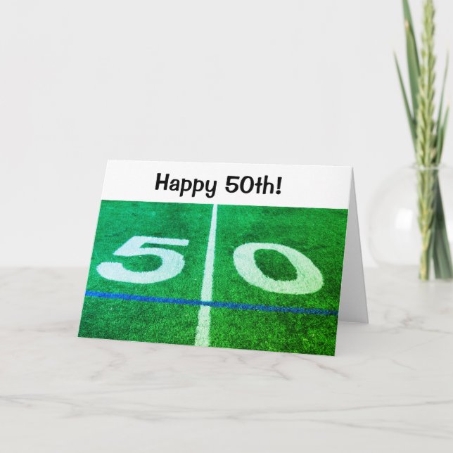 Carte 50e anniversaire 50 mètres de terrain de football (Devant)