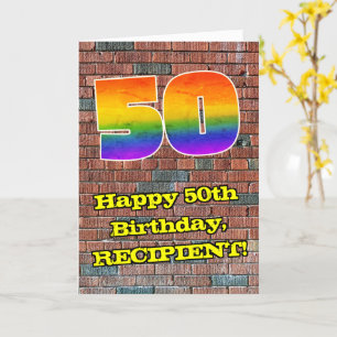Carte 50e anniversaire : Arc-en-ciel amusant inspiré par