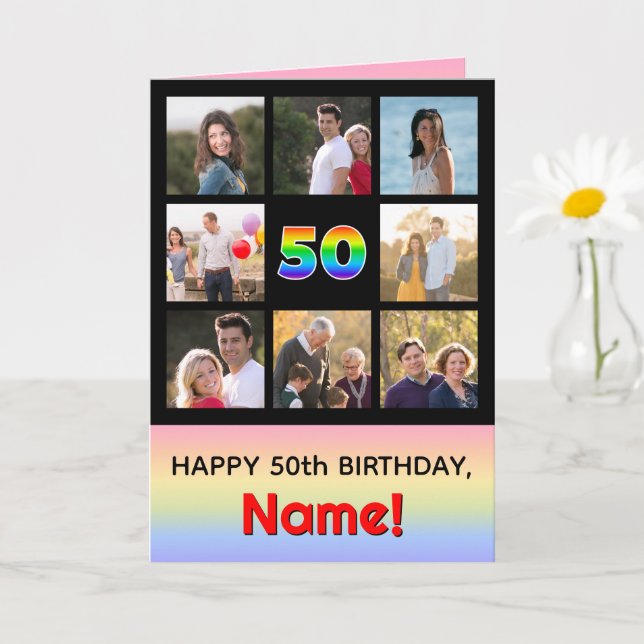 Carte 50e anniversaire : Arc-en-ciel amusant #, photos p (Petite plante)