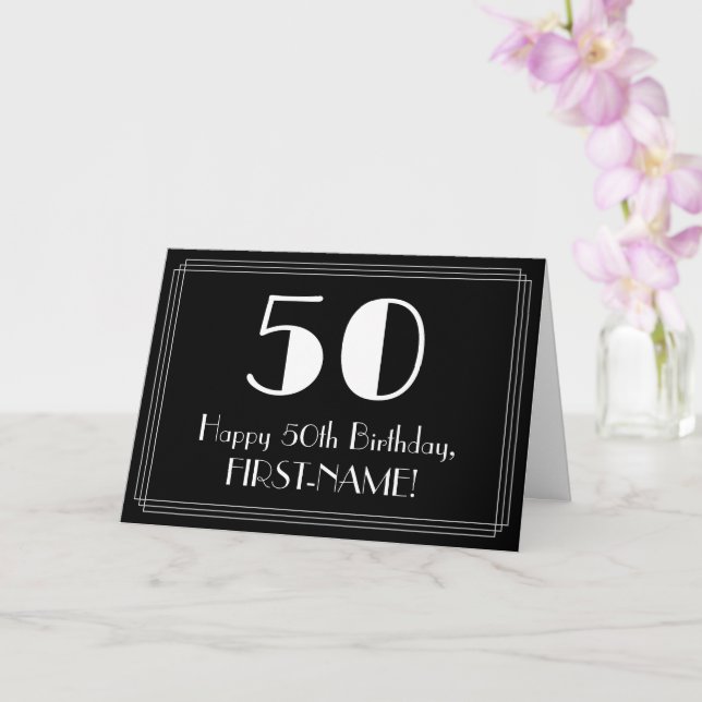 Carte 50e anniversaire ~ Art Déco Inspiré Look "50", Nom (Orchidée)