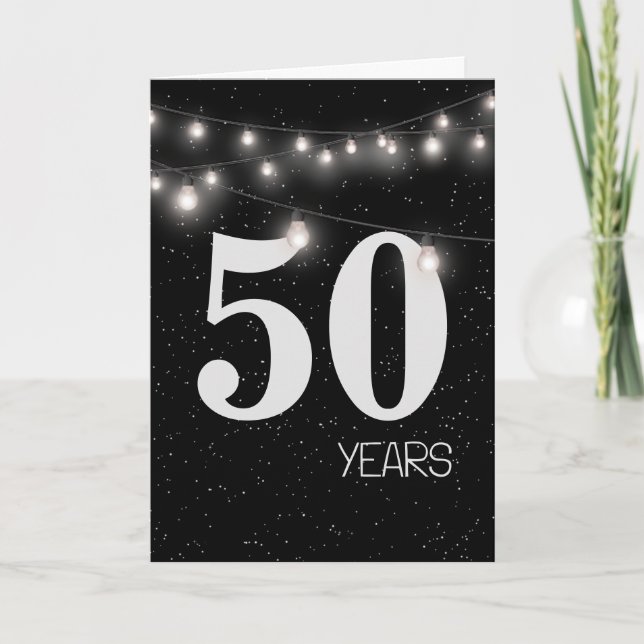 Carte 50e anniversaire avec lumières et étoiles (Devant)