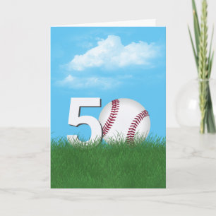 Carte 50e Anniversaire Baseball En Herbe Verte