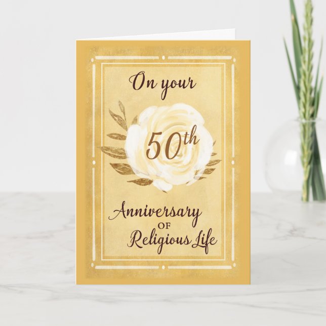 Carte 50e anniversaire de la vie religieuse Nonne Rose b (Devant)