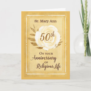Carte 50e anniversaire de la vie religieuse Nonne Rose b