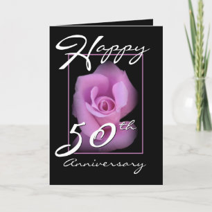 Carte 50e anniversaire de mariage Félicitations Rose ros
