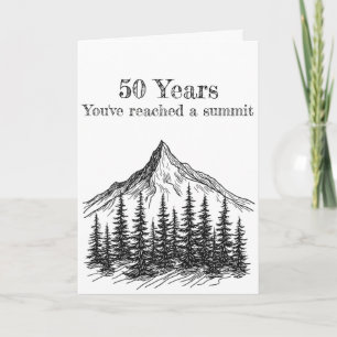 Carte 50e anniversaire du sommet de la montagne en noir