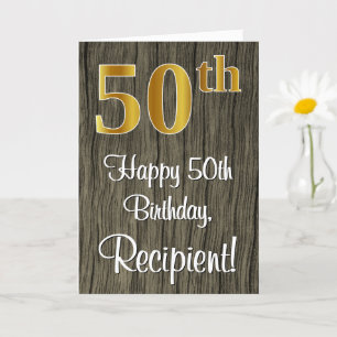 Carte 50e anniversaire : Elégant Faux Gold Look #, Faux 