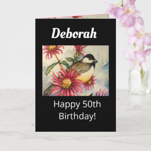 Carte 50e anniversaire Fleur de poulet sucrée