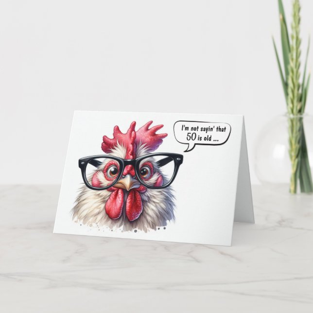 Carte 50e anniversaire Humour coq (Devant)