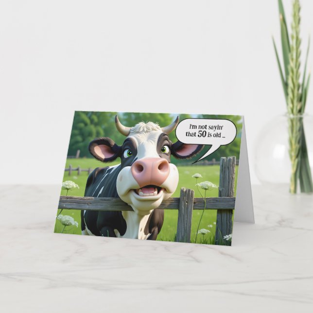 Carte 50e anniversaire Humour de vache (Devant)