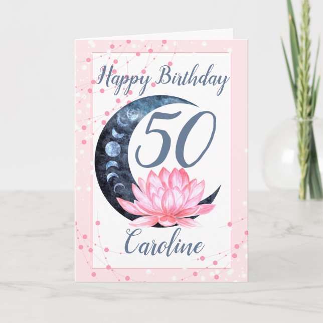 Carte 50e anniversaire Lotus Flower Pink (Devant)