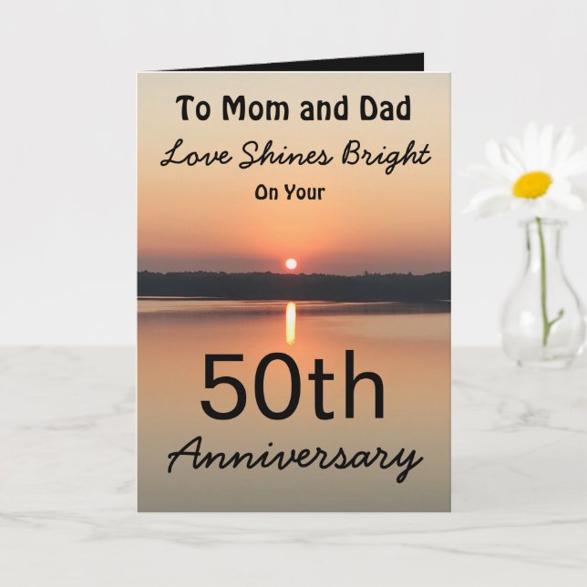 Carte 50e Anniversaire Maman Papa Amour Brille Coucher d (Petite plante)