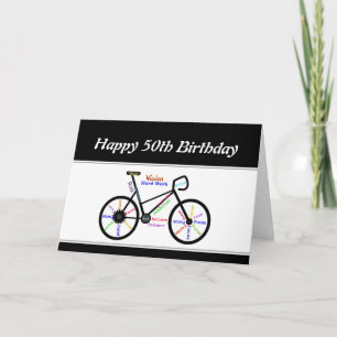 Carte 50e anniversaire Motivational Vélo vélo vélo vélo