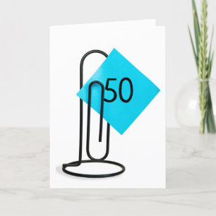 Carte 50e Anniversaire Note sur un clip papier