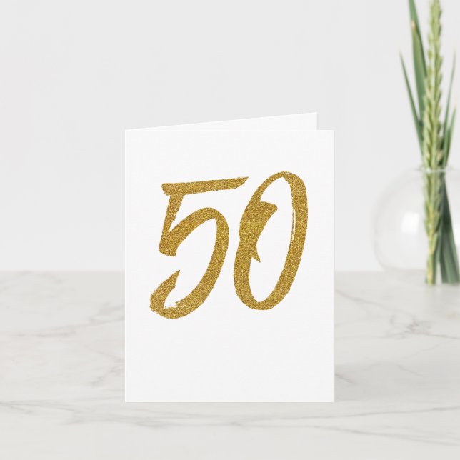 Carte 50e anniversaire or accueil personnalisé (Devant)