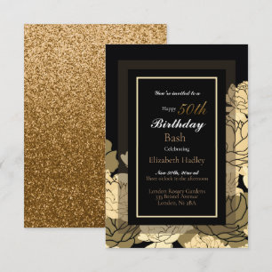 Carte 50e anniversaire or, jaune & rose tan