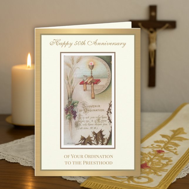Carte 50e anniversaire Ordination Chalice Elégant (Créateur téléchargé)