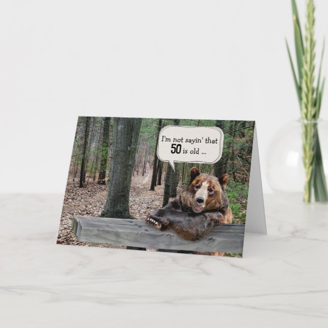 Carte 50e anniversaire Ours dans une forêt (Devant)