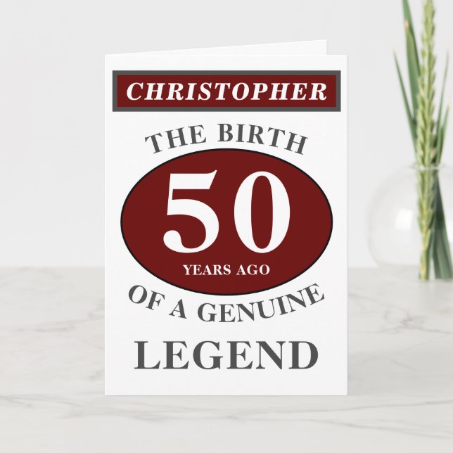 Carte 50e anniversaire Red Genuine Legend Ajouter votre  (Devant)