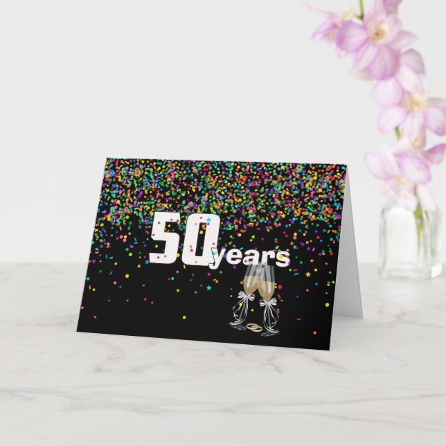 Carte 50e anniversaire toast en confetti (Orchidée)