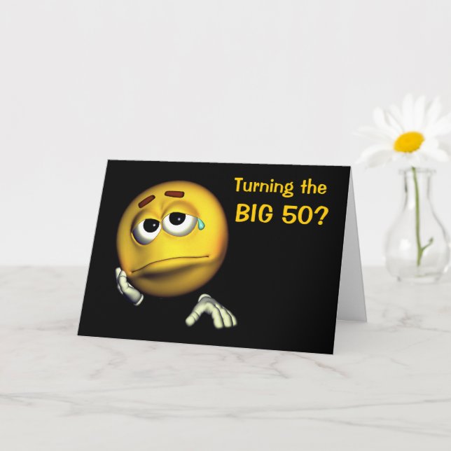 Carte 50e anniversaire triste visage drôle (Petite plante)