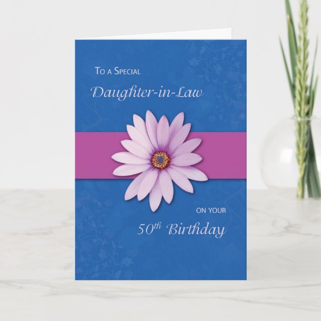 Carte 50e Belle-fille Anniversaire Fête Rose violet (Devant)
