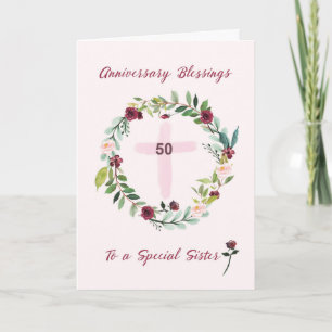 Carte 50e Soeur religieuse Bénédiction Anniversaire