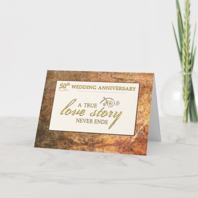 Carte 50ème anniversaire de Mariage histoire d'amour (Devant)