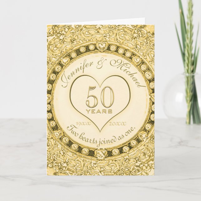 Carte 50ème anniversaire de mariage or (Devant)