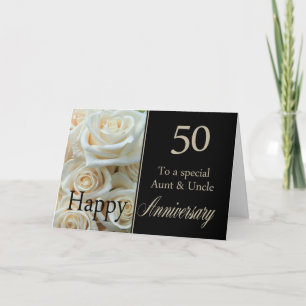 Carte 50ème anniversaire de Mariage tante et oncle rose 