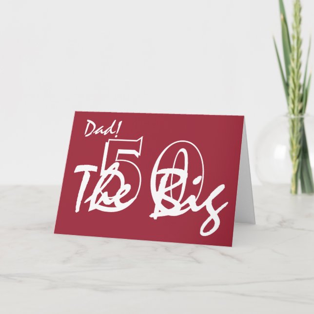 Carte 50ème anniversaire pour papa, lettres blanches sur (Devant)