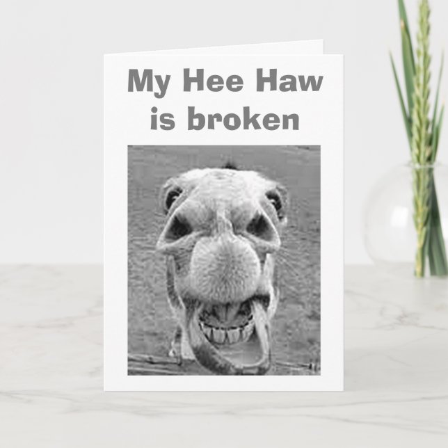 Carte 50th BIRTHDAY=BROKEN HEE HAW FOR THIS DONKEY (Devant)