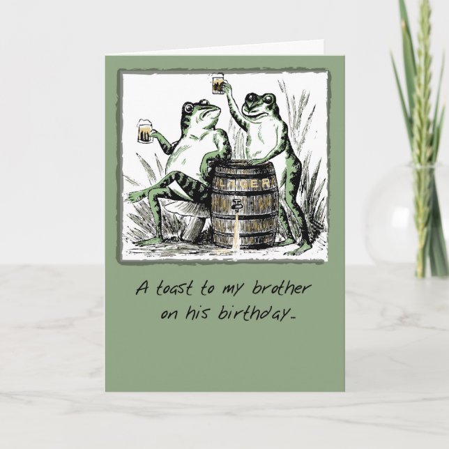 Carte 51941 Frère, Grenouilles d'anniversaire avec bière (Devant)