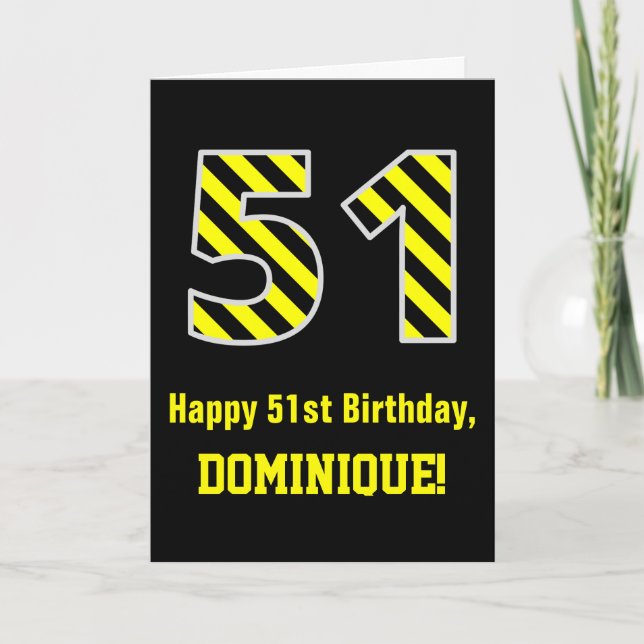 Carte "51" rayé noir et jaune ; cinquante-et-unième (Devant)