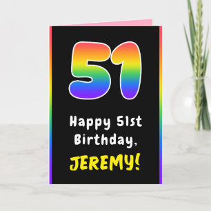 Carte 51e anniversaire : Arc-en-ciel coloré # 51, Nom pe
