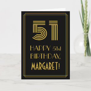Carte 51e anniversaire : Art Déco Inspiré Look "51" & No