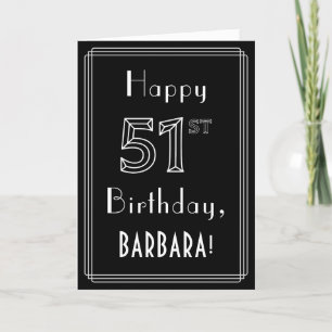 Carte 51e anniversaire : Art Déco Style # 51 & Nom perso
